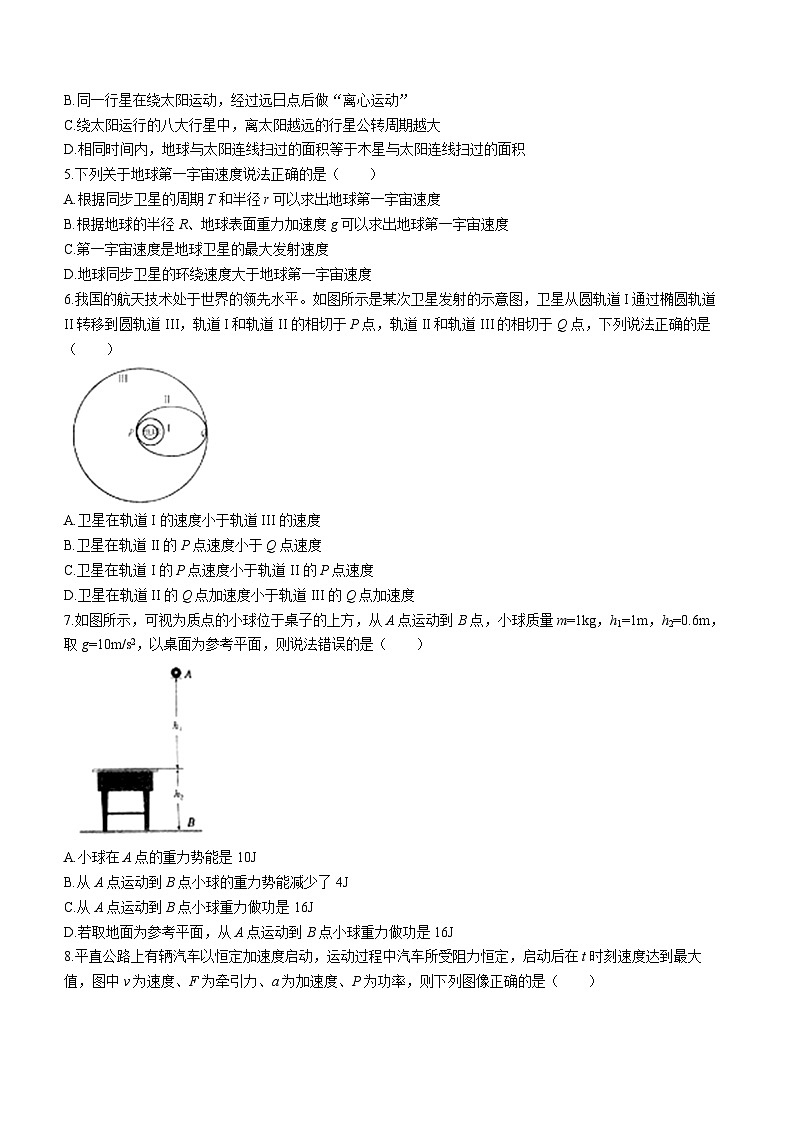 江苏省扬州市高邮市2023-2024学年高一下学期3月月考物理试题（Word版附答案）02
