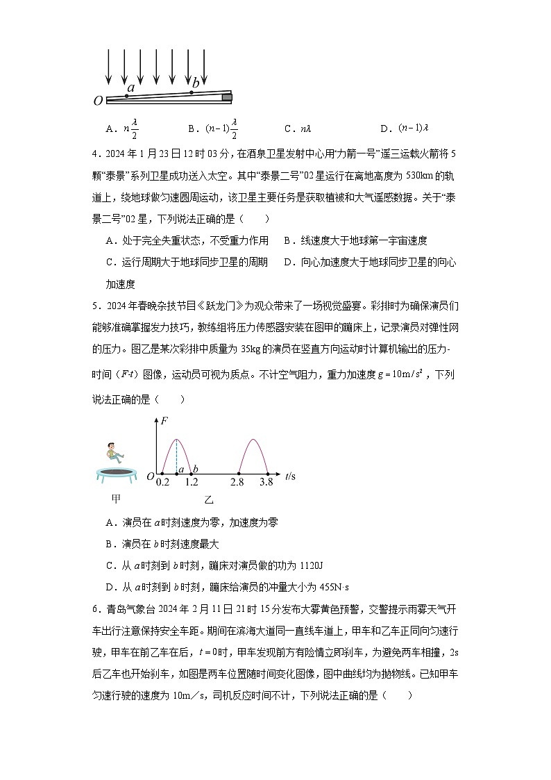 2024届山东省青岛市高三下学期一模物理试题及答案02