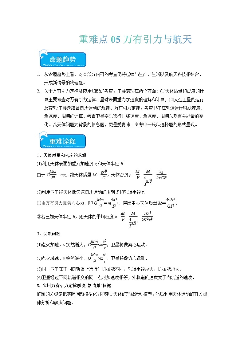 重难点05 万有引力与航天（原卷版）第1页