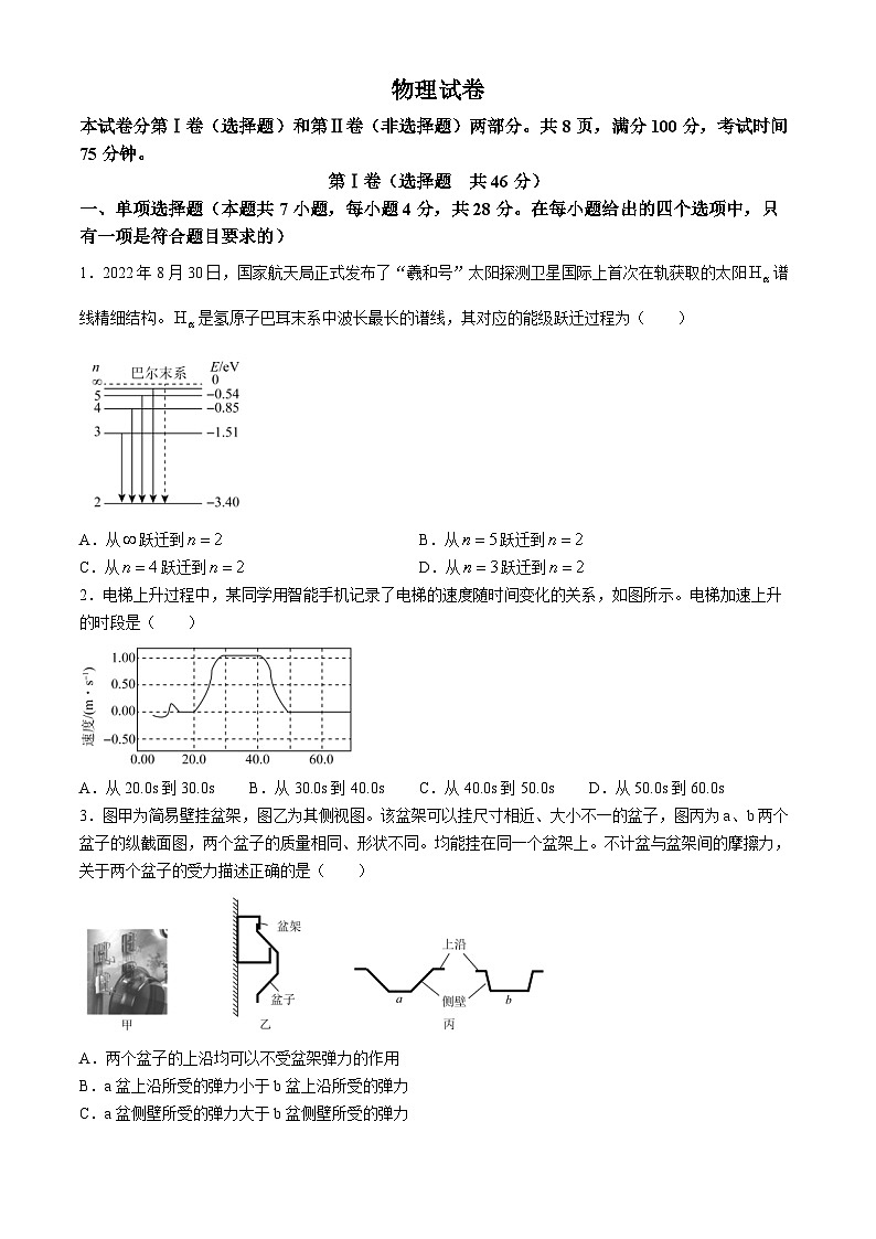 2024衡水部分高中高三下学期一模试题物理含解析01