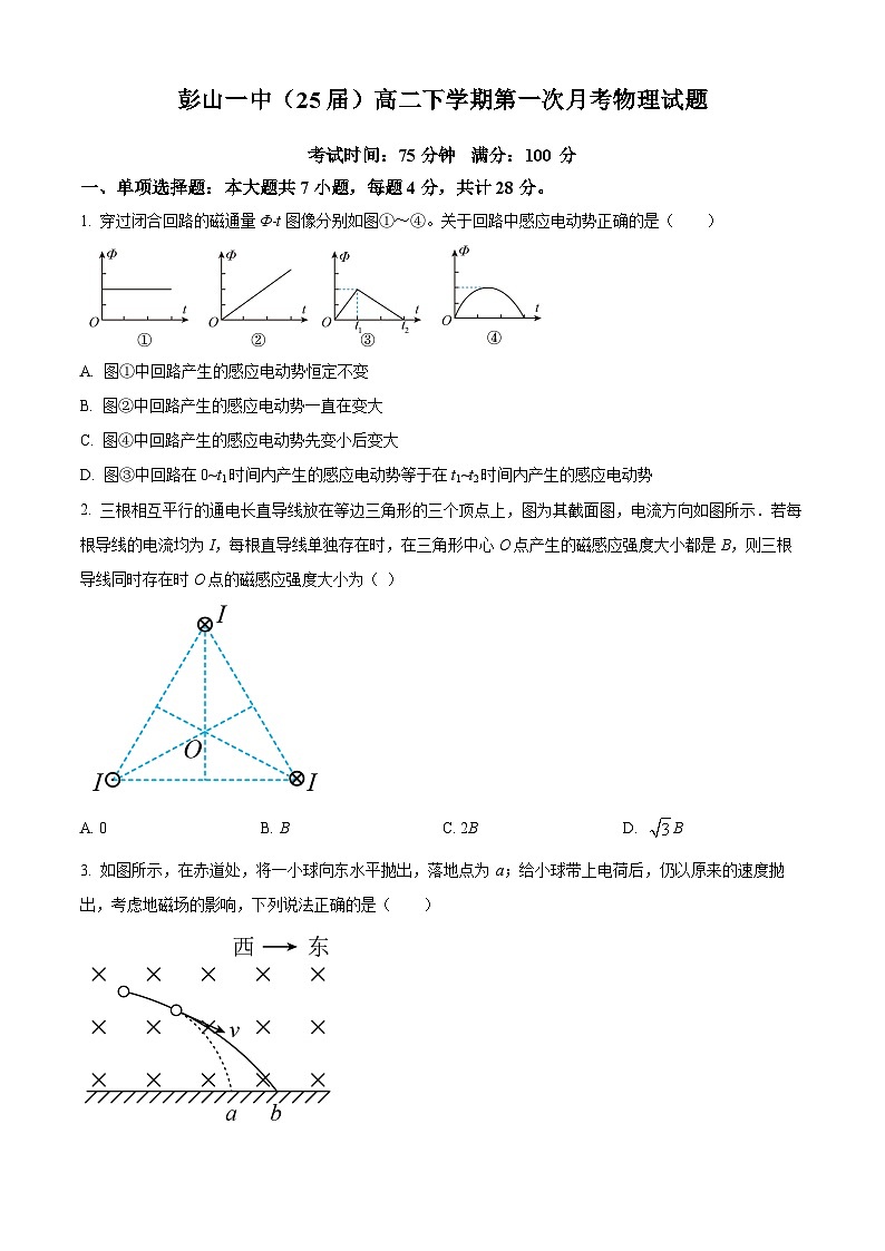 四川省眉山市彭山区第一中学2023-2024学年高二下学期4月月考物理试题（原卷版+解析版）01
