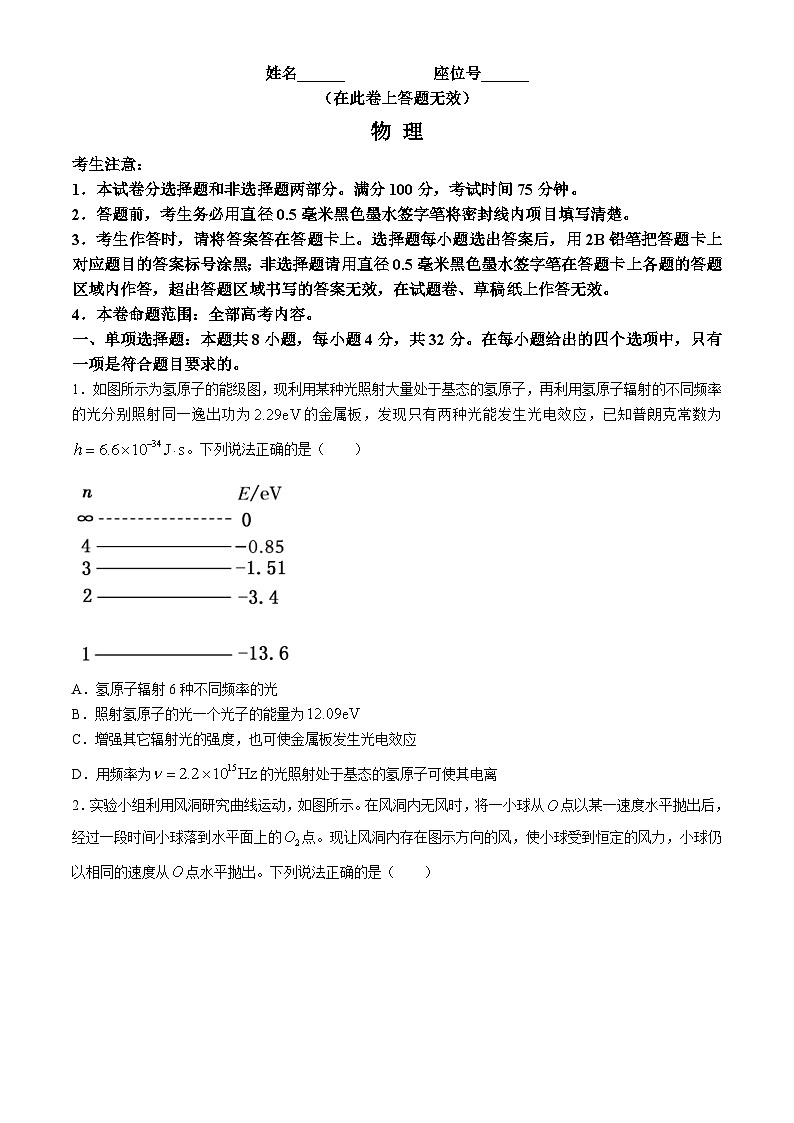 安徽省皖江名校联盟2024届高三下学期二模试题  物理  Word版含解析01