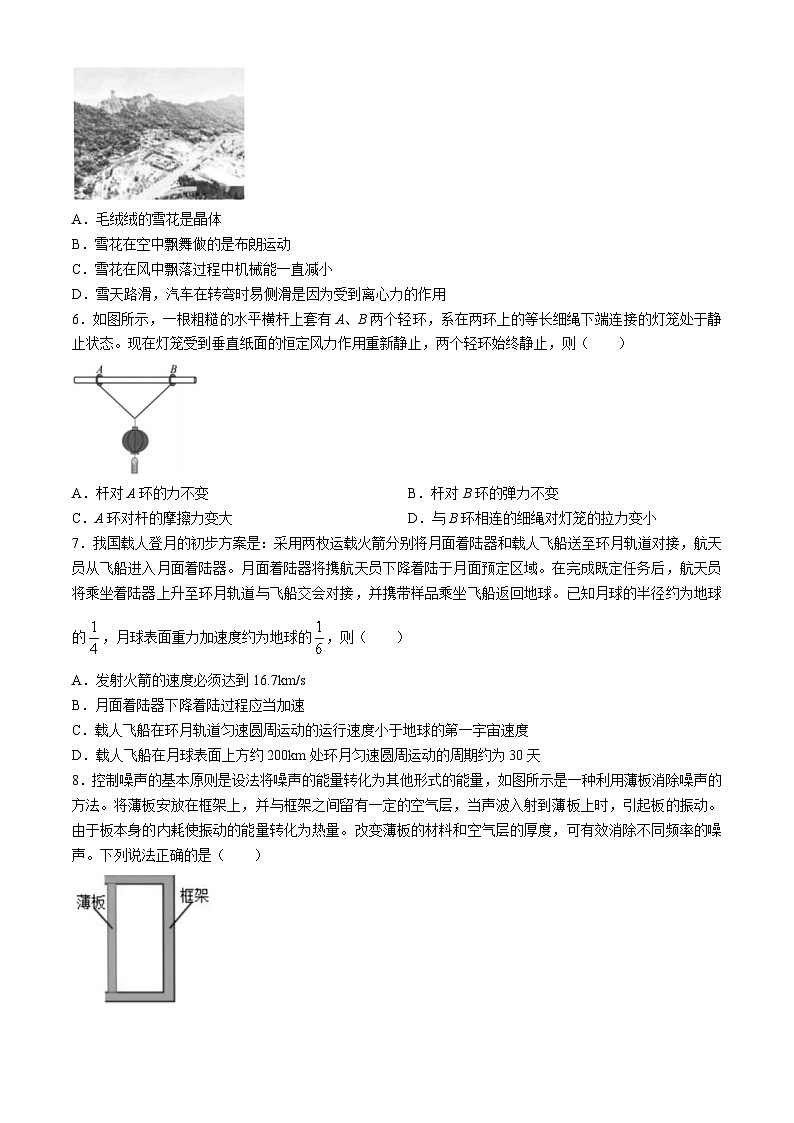 2024届浙江省台州市高三下学期4月二模试题 物理（Word版）第2页