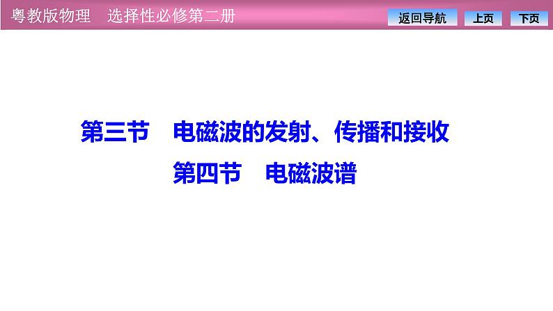 2023-2024学年粤教版（2019）选择性必修第二册 4.3电磁波的发射、传播和接收4.4电磁波谱 课件01