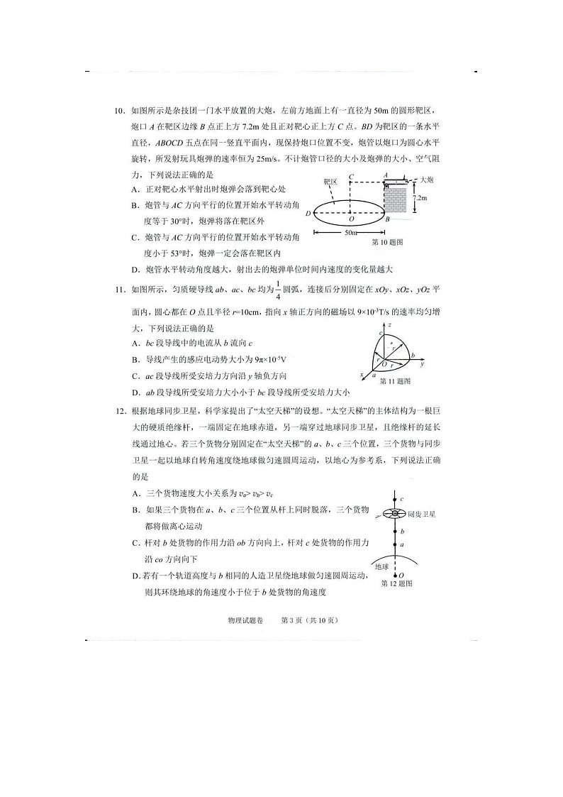 2024届浙江省绍兴市高三下学期二模物理试题第3页