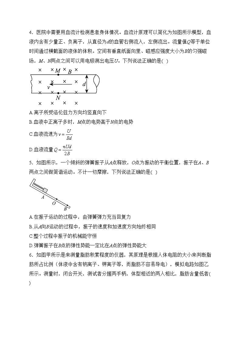 湖北省2023-2024学年高二下学期2月收心考试物理试卷(含答案)第2页