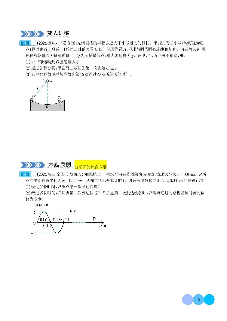 振动与波动--2024年高考物理大题突破02
