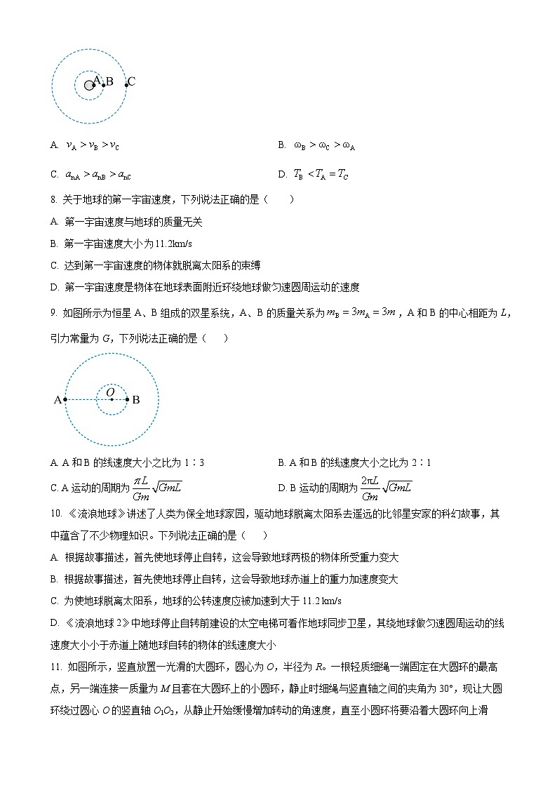 江苏省苏州市吴江高级中学2023-2024学年高一下学期3月月考物理试题（原卷版+解析版）03