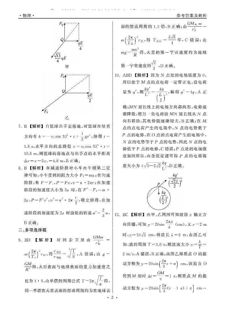 2024届山东省高三第三次学业质量联合检测  物理 答案第2页
