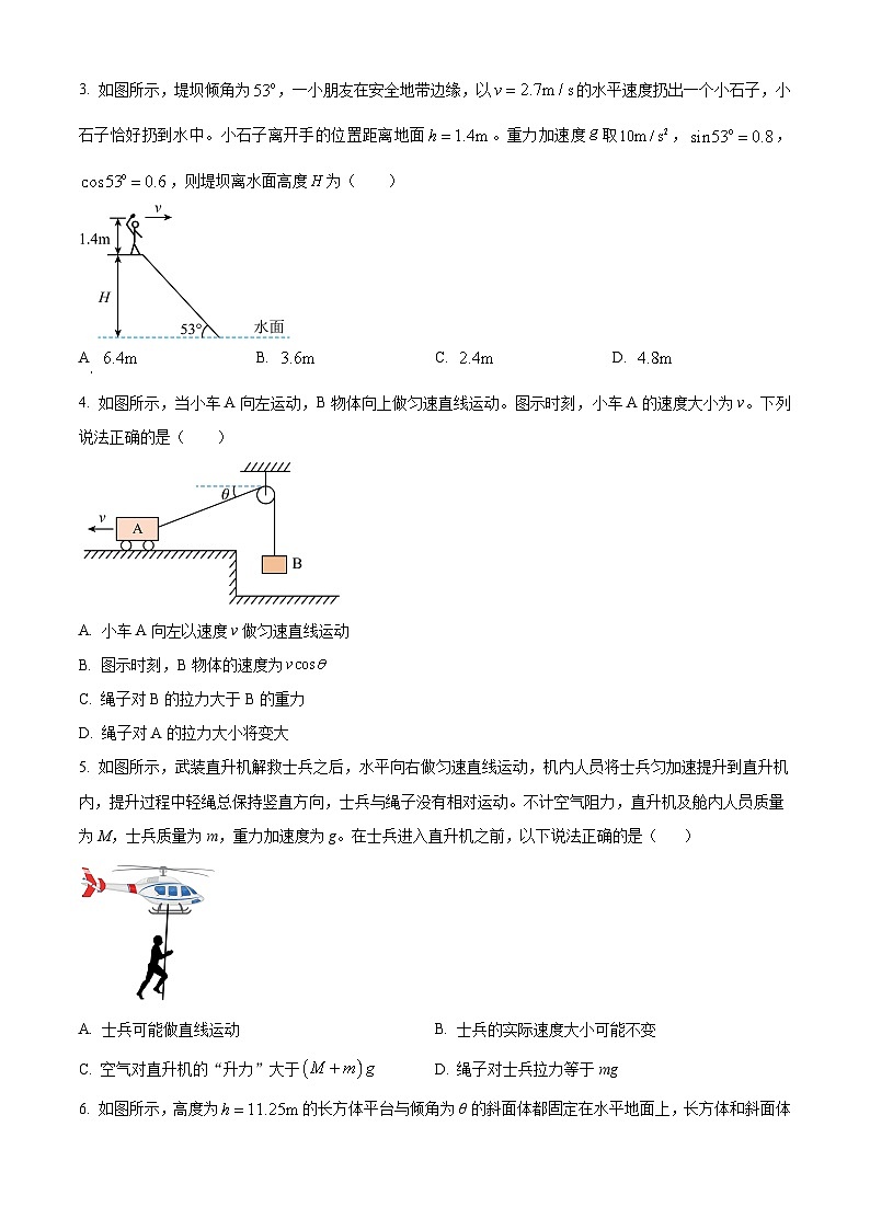 陕西省渭南市富平县2023-2024学年高一下学期4月月考物理试题（原卷版）第2页