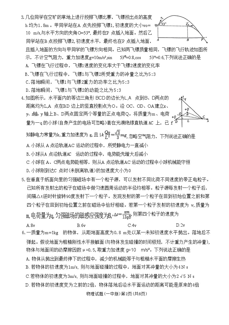 2024届湖南省长沙市第一中学高三下学期月考（八）物理试题 （解析版）02