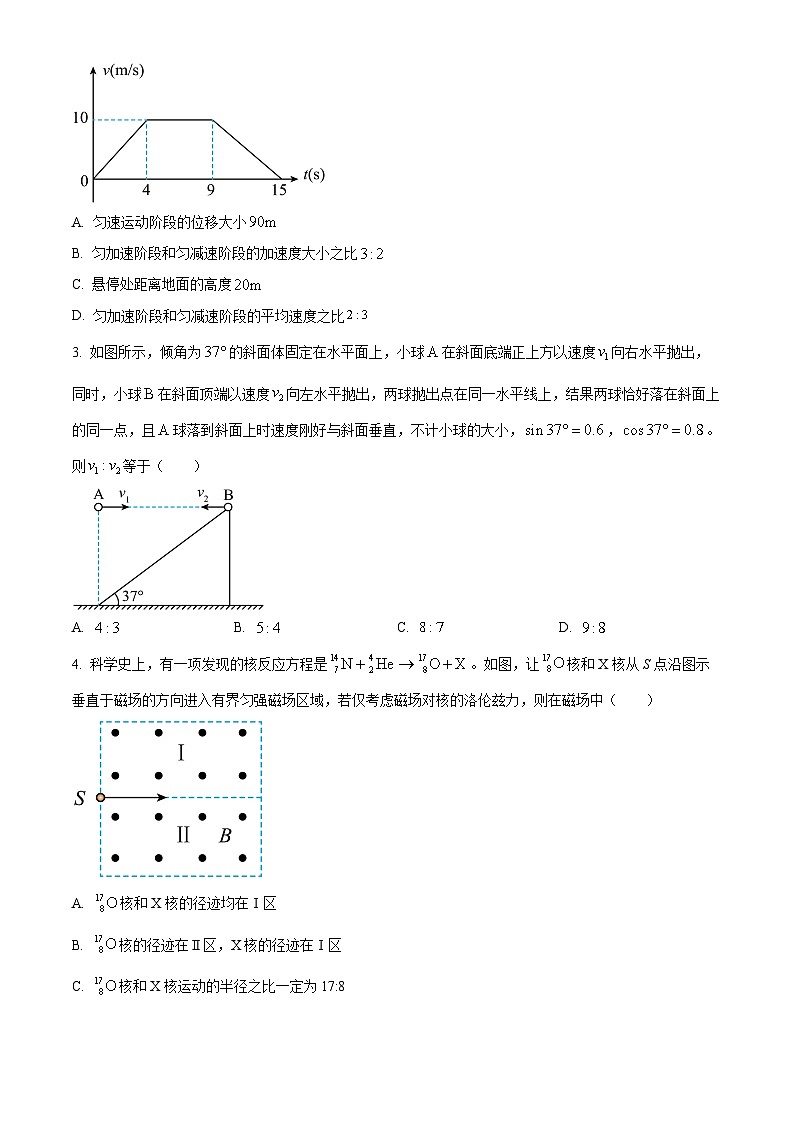 河南省漯河市高级中学2023-2024学年高三下学期4月月考物理试题（原卷版+解析版）02