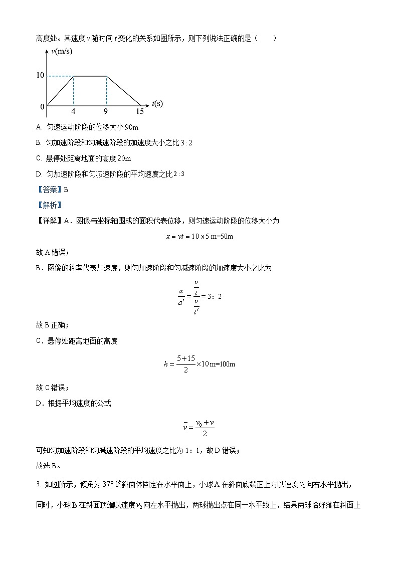 河南省漯河市高级中学2023-2024学年高三下学期4月月考物理试题（原卷版+解析版）03