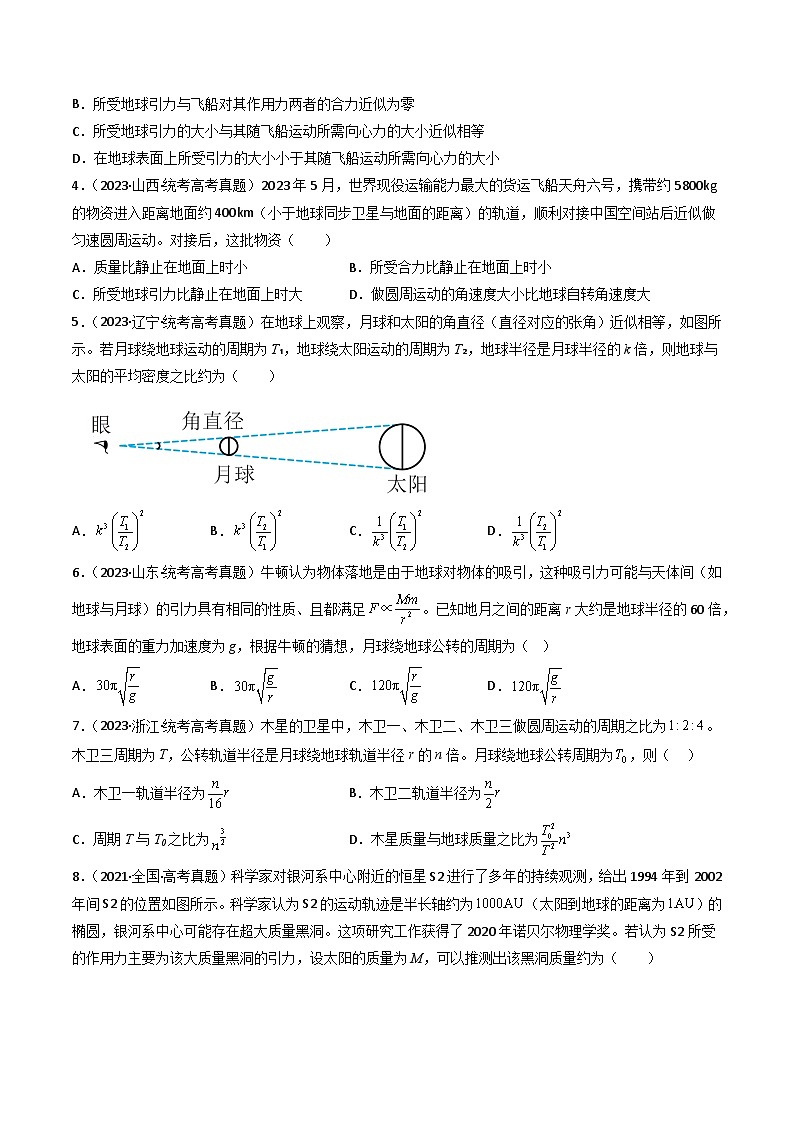专题05 万有引力与宇宙航行 -学易金卷：三年（2021-2023）高考物理真题分项汇编（全国通用）02