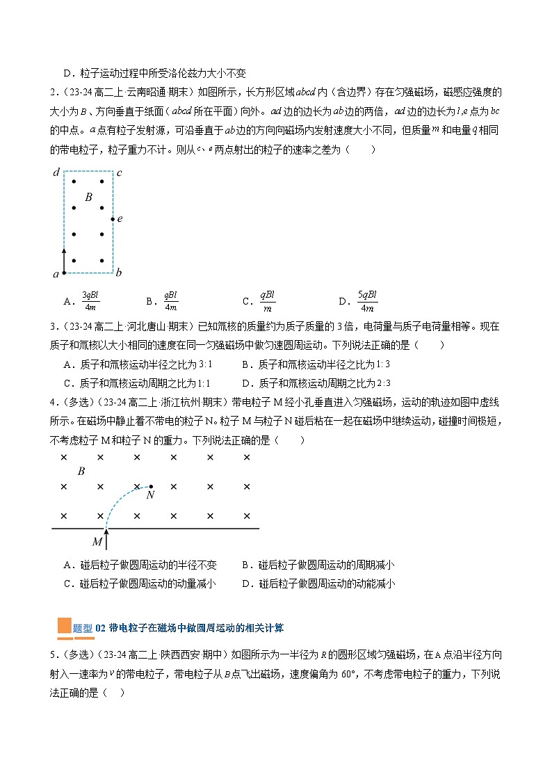 【期中模拟】2023-2024学年人教版高二物理下册预测卷04  带电粒子在磁场中的圆周运动.zip02
