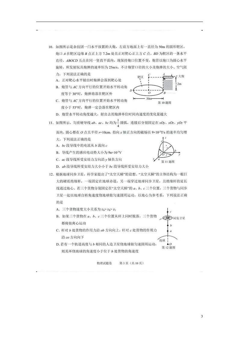 2024届浙江省绍兴市高三下学期二模物理试题03