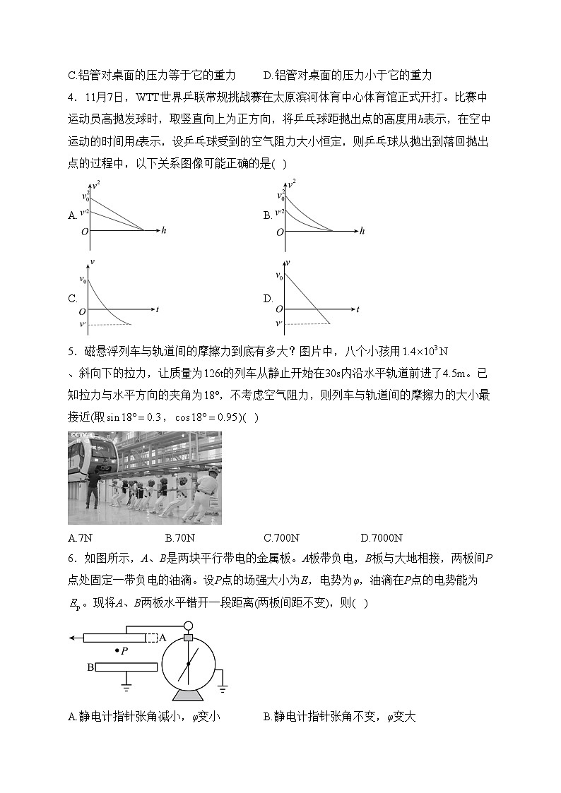 山西省部分学校2024届高三一轮复习终期考试物理试卷(含答案)第2页