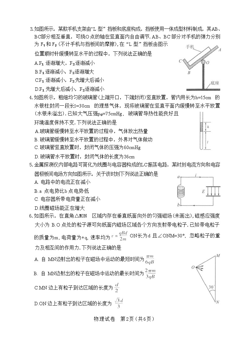 湖北省第九届2024届高三下学期4月调研模拟考试物理试卷含答案第2页