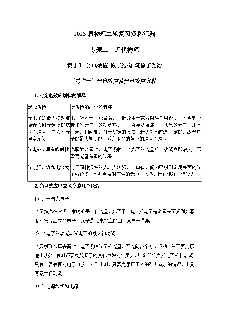2023届物理二轮复习资料专题二近代物理第1页