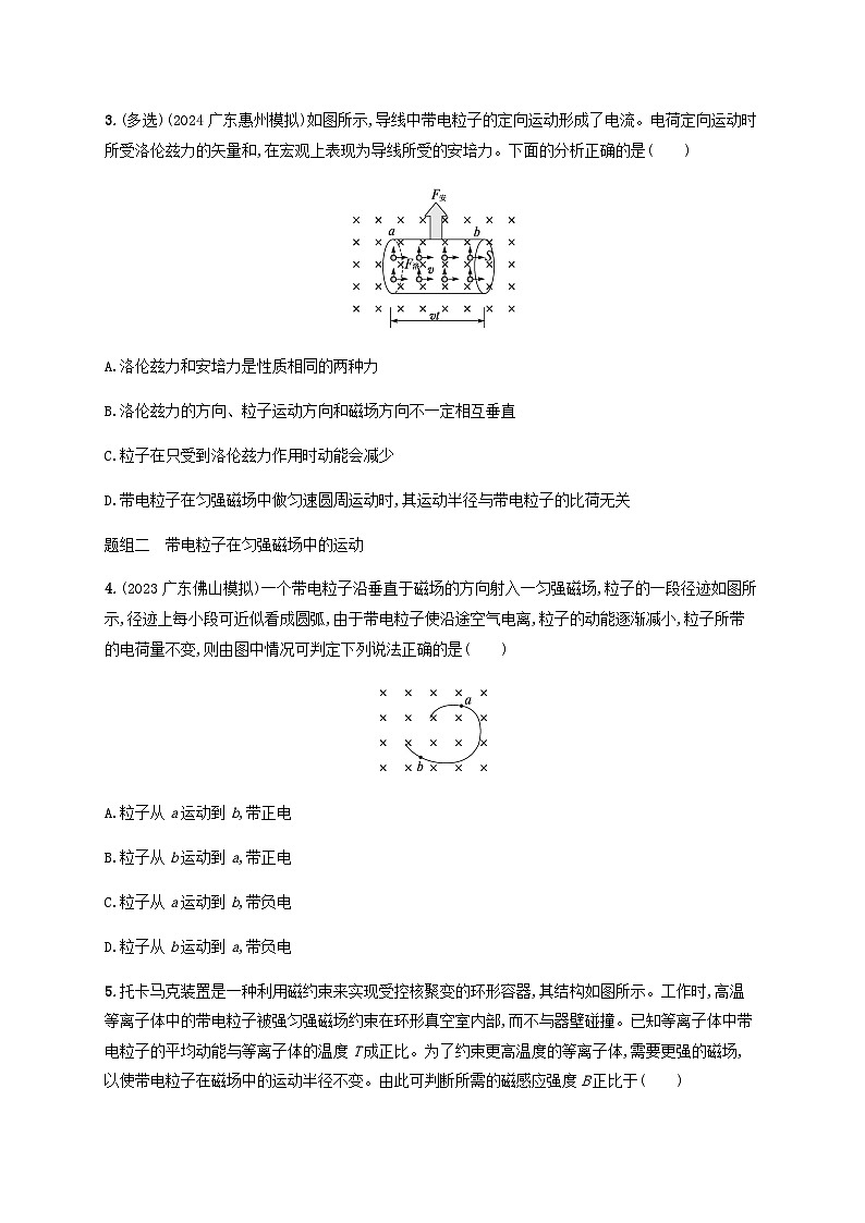 2025届高考物理一轮复习第11章磁场第2讲磁场对运动电荷的作用力练习含答案第2页