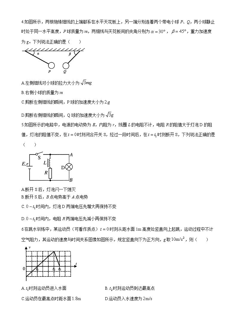 2024届黑龙江省大庆市高三下学期第三次教学质量检测物理试卷第2页