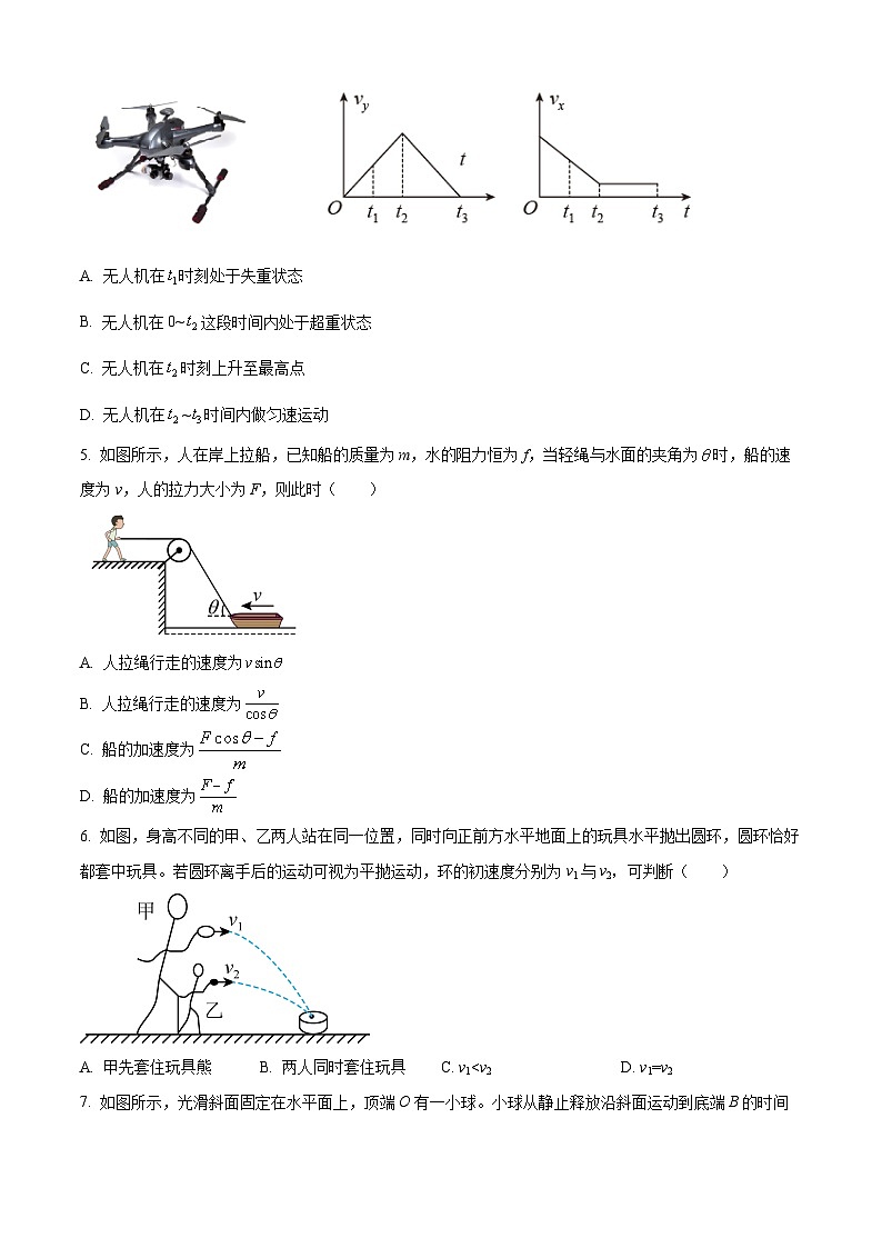 安徽省宿州市第二中学雪枫校区2023-2024学年高一下学期第一次月考物理试卷（Word版附解析）02