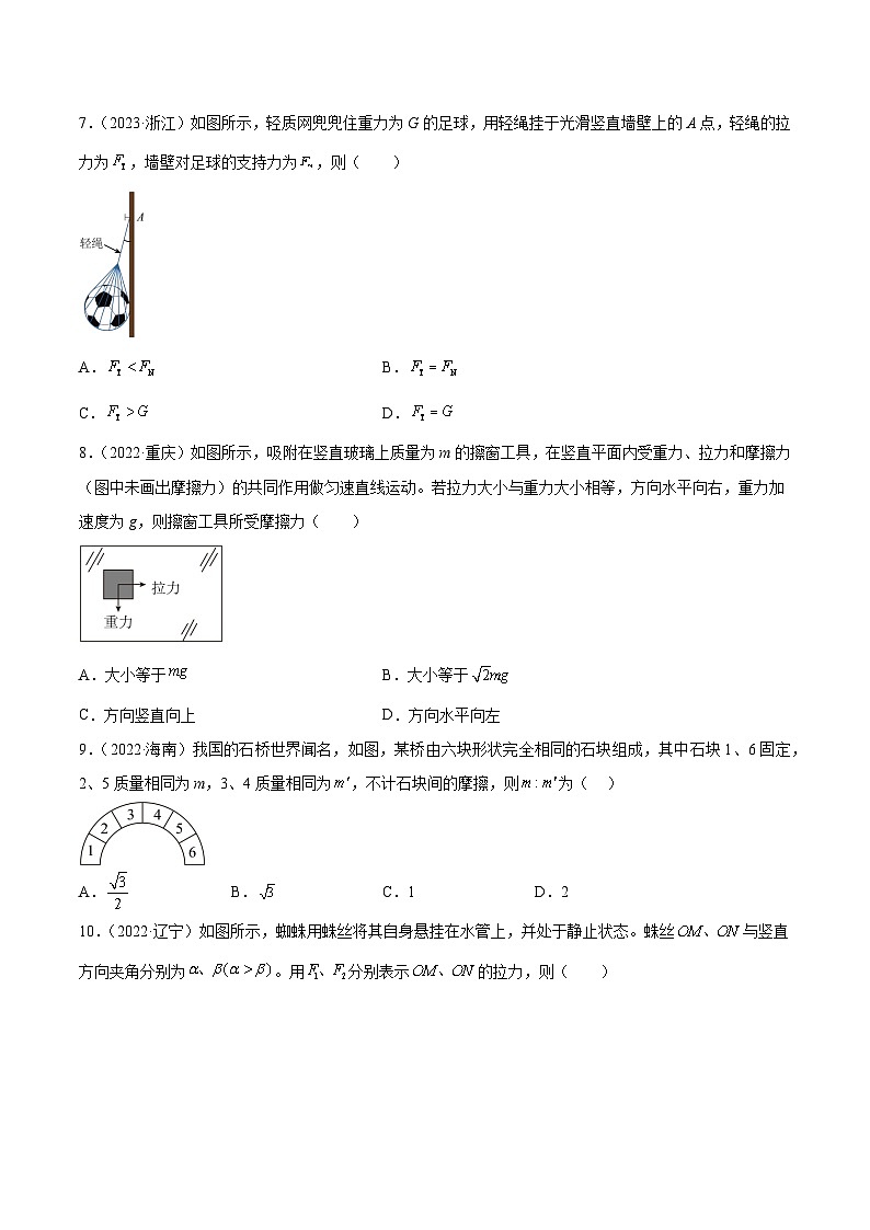 专题05 受力分析和共点力的平衡（一）- 十年（2014-2023）高考物理真题分项汇编（全国通用）03