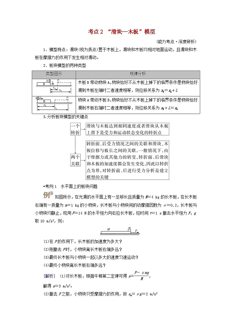 2025高考物理一轮考点突破训练第3章运动和力的关系专题强化4传送带模型和“滑块_木板”模型考点2“滑块_木板”模型01