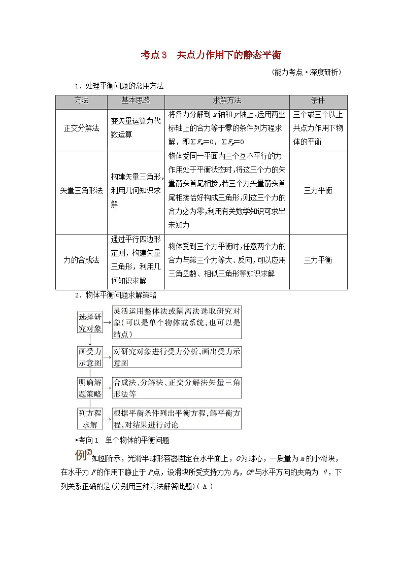 2025高考物理一轮考点突破训练第2章相互作用第8讲牛顿第三定律受力分析共点力的平衡考点3共点力作用下的静态平衡第1页