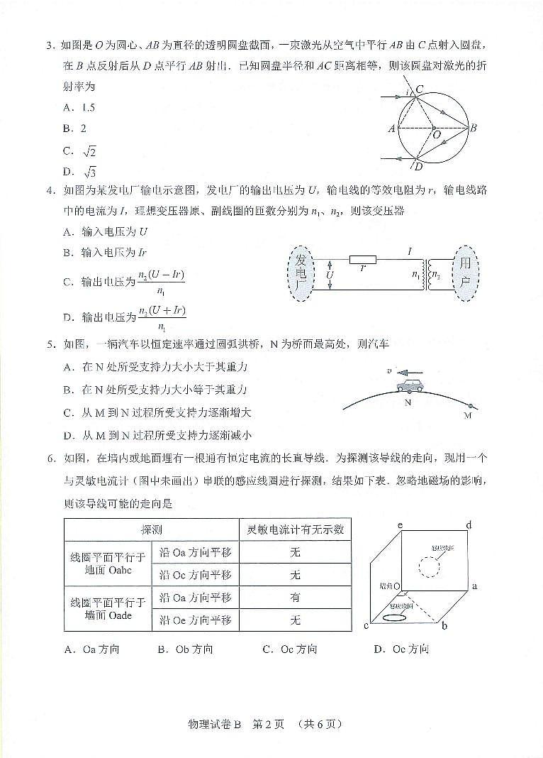 2024届广东省广州市普通高中高三下学期二模物理试卷第2页