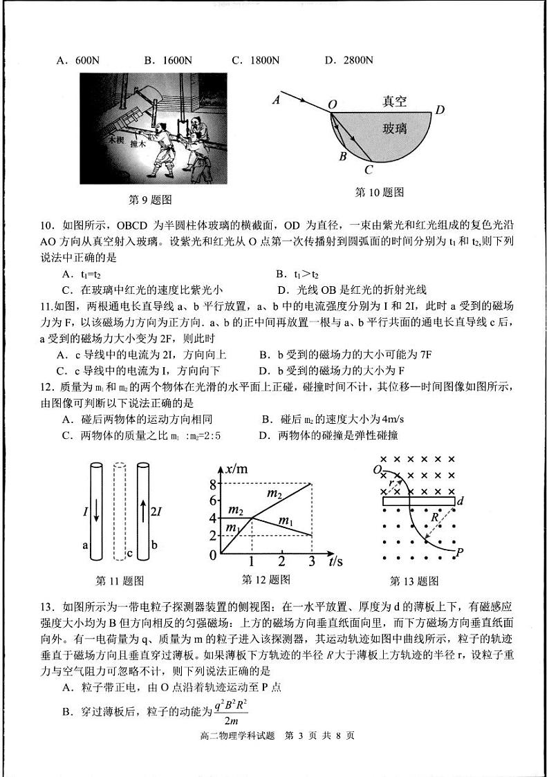 浙江省杭州市浙里特色联盟2023-2024学年高二下学期期中考试物理试卷（PDF版附答案）第3页