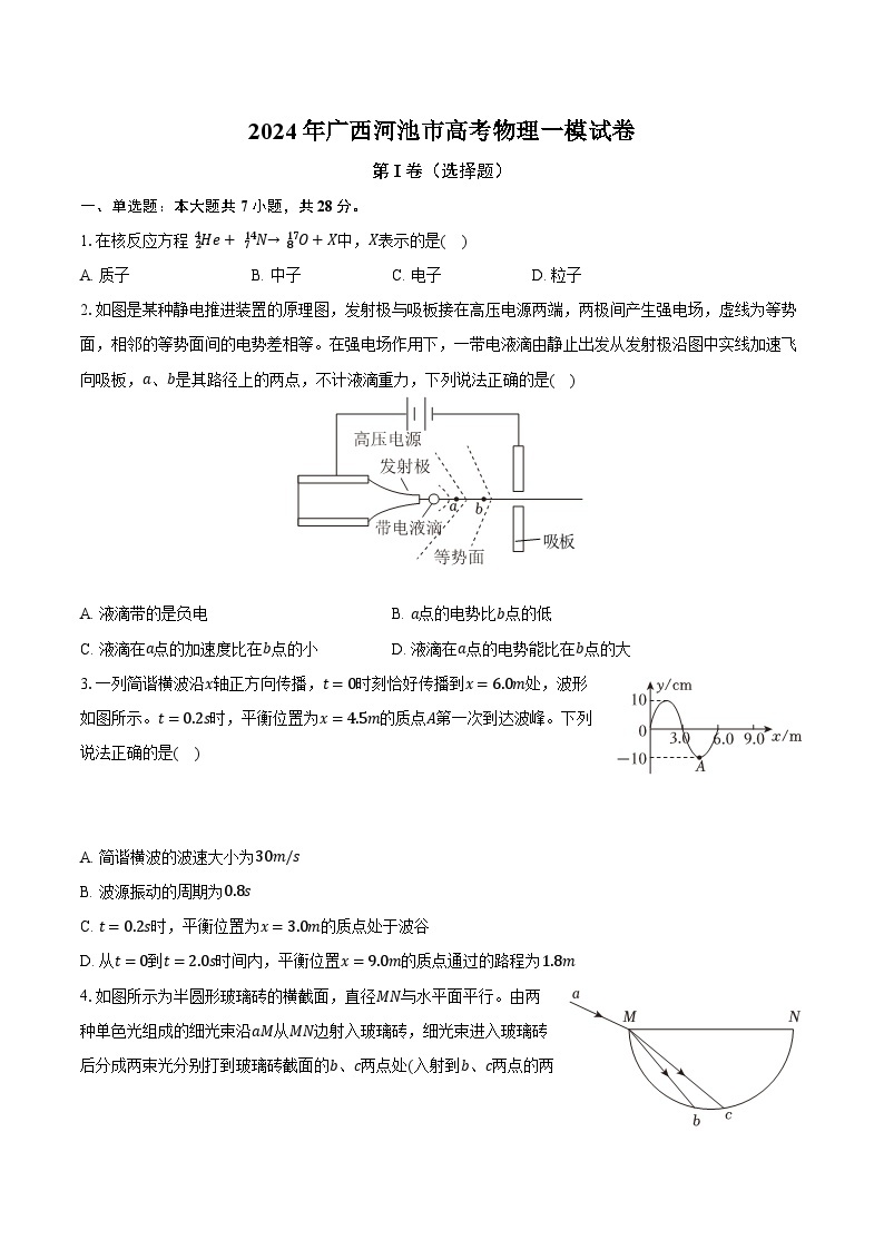 2024年广西河池市高考物理一模试卷(含解析）01