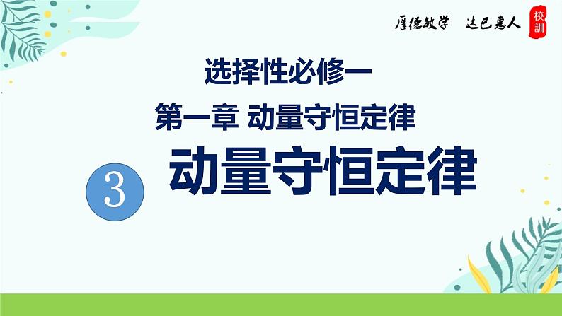 1.3 动量守恒定律 课件1-2023-2024学年高二上学期物理人教版（2019）选择性必修第一册01