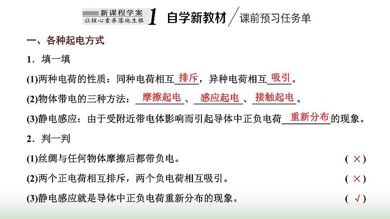 粤教版高中物理必修第三册第一章静电场的描述第一节静电现象课件02