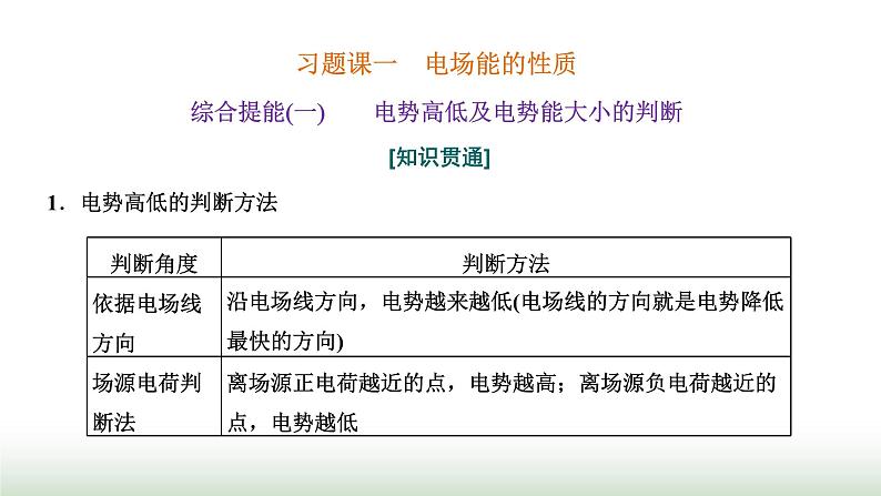 粤教版高中物理必修第三册第一章静电场的描述习题课一电场能的性质课件01