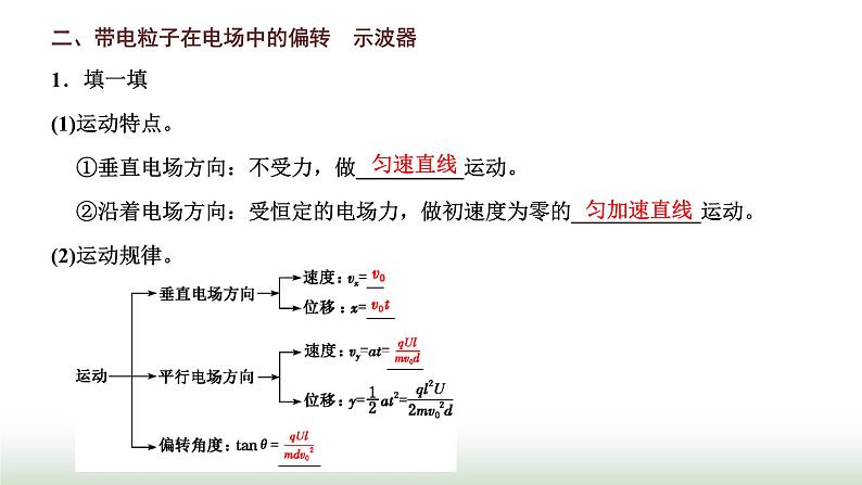 粤教版高中物理必修第三册第二章静电场的应用第二节带电粒子在电场中的运动课件04