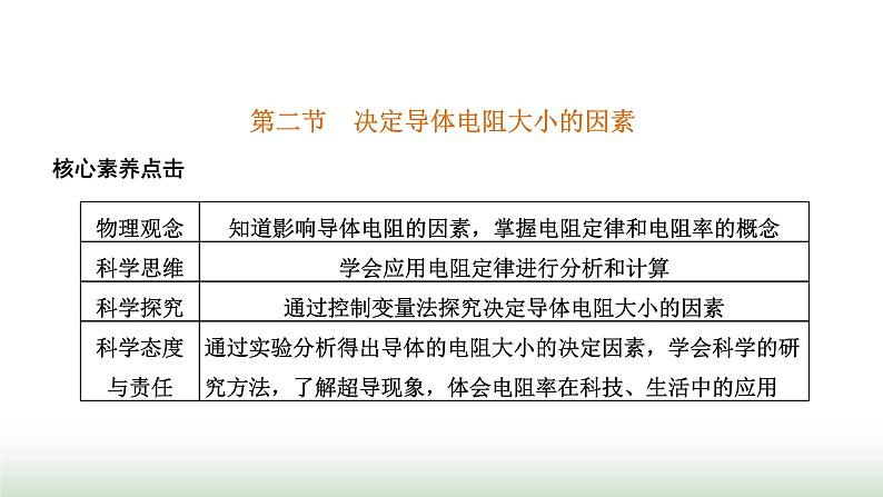 粤教版高中物理必修第三册第三章恒定电流第二节决定导体电阻大小的因素课件01