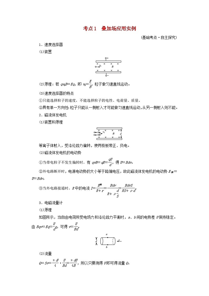 2025版高考物理一轮总复习考点突破训练题第11章磁场专题强化16带电粒子在叠加场中的运动考点1叠加场应用实例第1页