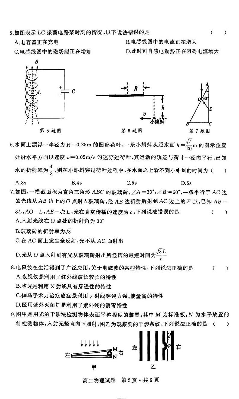 2024湖北省部分普通高中联盟高二下学期期中考试物理试卷扫描版含答案02