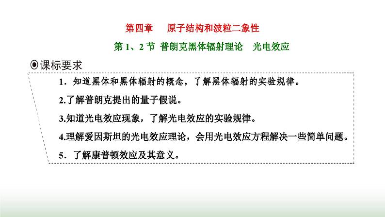 人教版高中物理选择性必修第三册第四章原子结构和波粒二项性第1、2节普朗克黑体辐射理论光电效应课件第1页