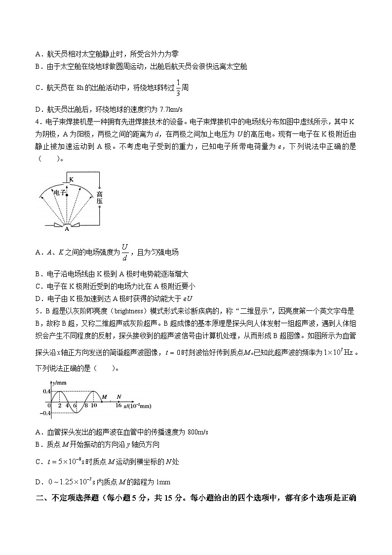 2024届天津市第一中学等九校高三下学期4月联合模拟考试（一）物理试题（Word版）第2页
