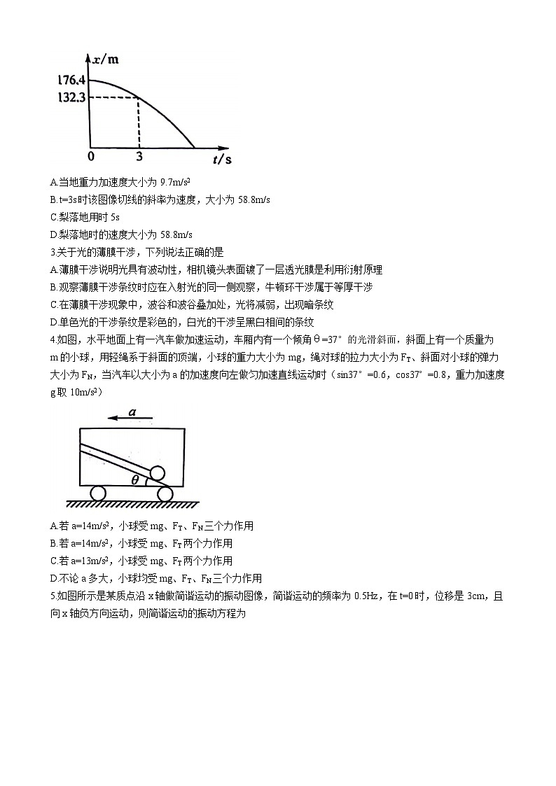 甘肃省2023-2024学年高三下学期普通高中学业水平选择性考试仿真模拟（三）物理试卷(无答案)第2页