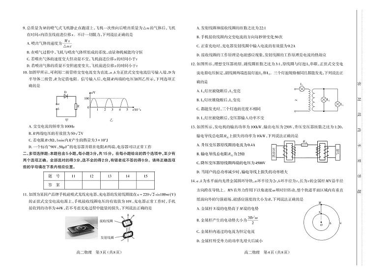 2023-2024学年第二学期期中高二物理试卷第2页