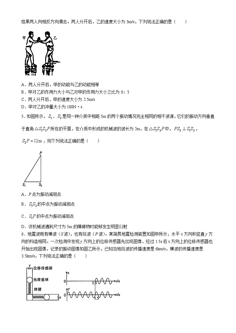 河北省沧州市沧衡学校联盟2023-2024学年高二下学期4月期中考试物理试题02