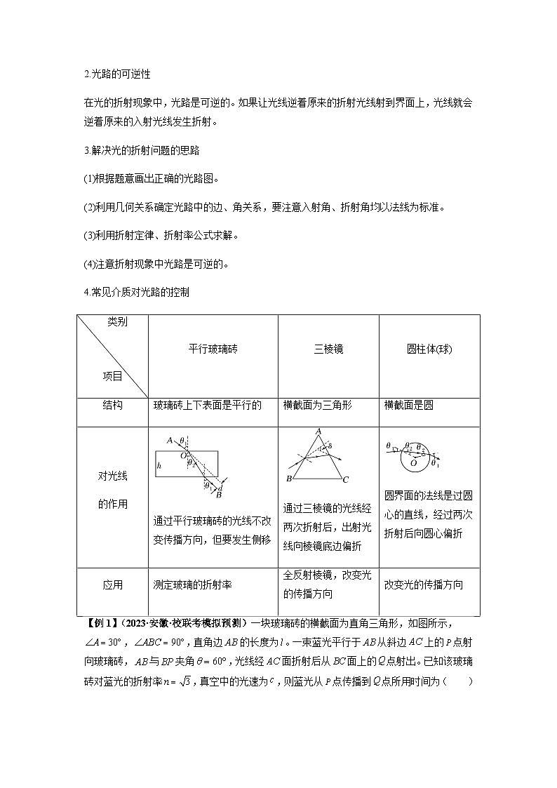 2024届高考物理一轮复习热点题型归类训练专题31光学(原卷版+解析)02