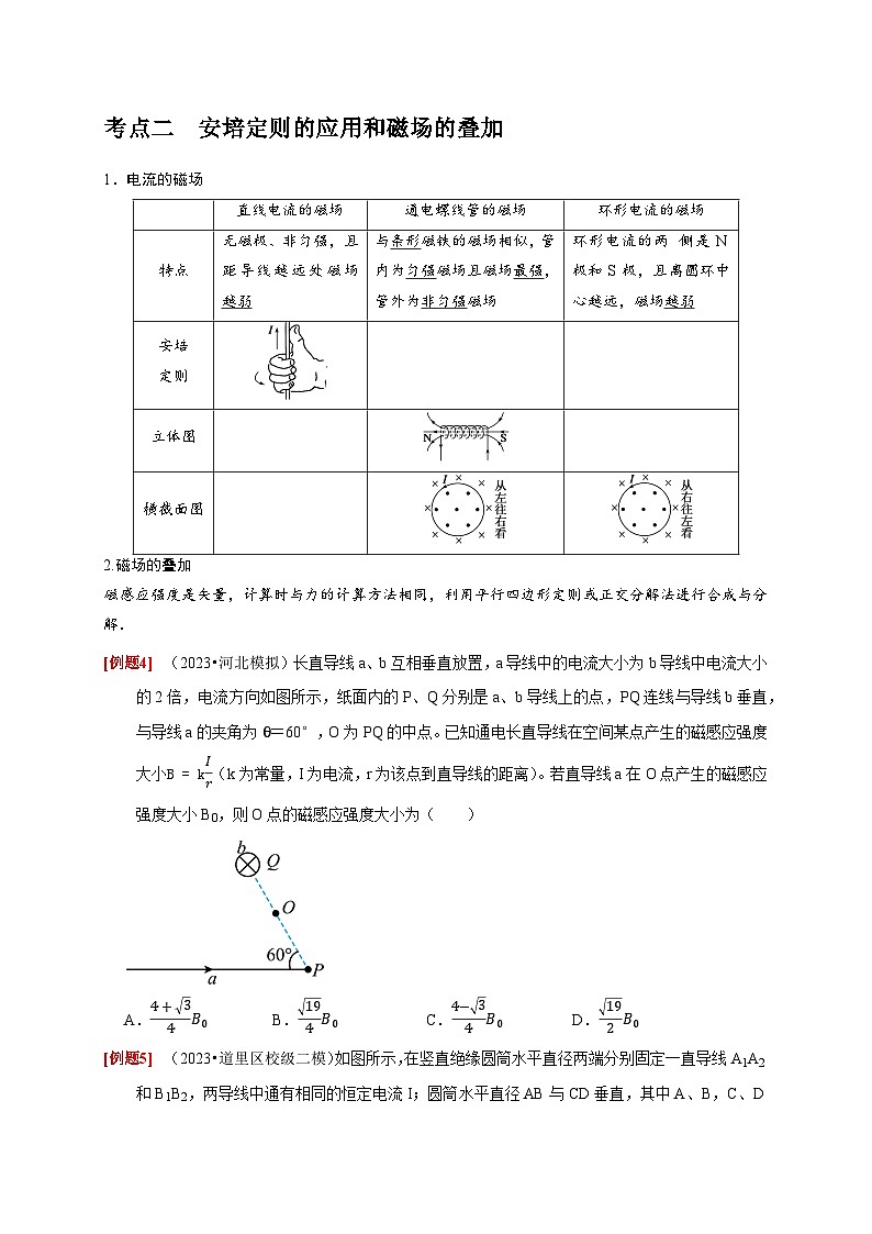 2024年高考物理一轮考点复习精讲精练(全国通用)第21讲　磁场的描述磁场对电流的作用(原卷版+解析)第3页