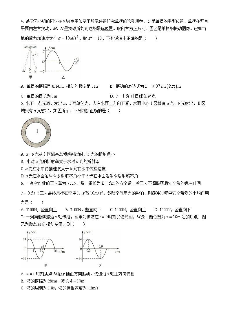 河北省沧州市运东四校联考2023-2024学年高二下学期4月期中物理试题02
