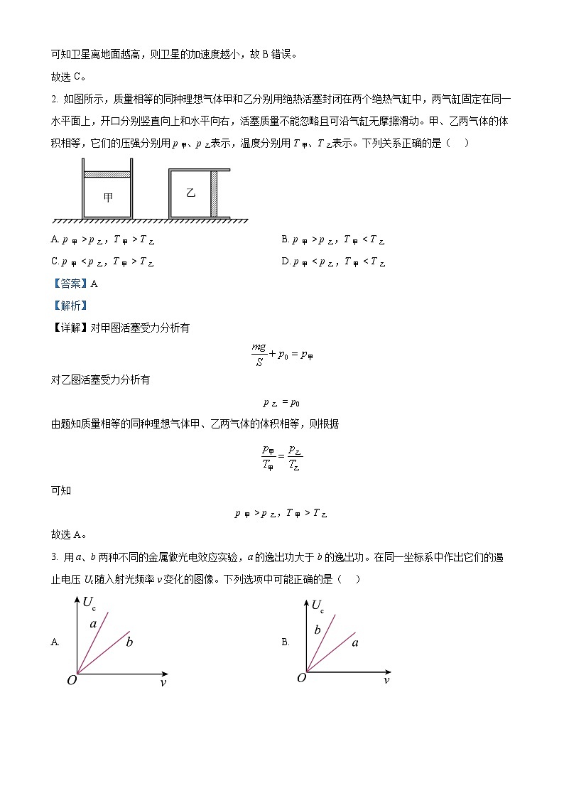 云南省昆明市2024届高三下学期“三诊一模”（二模）物理试题 Word版含解析02