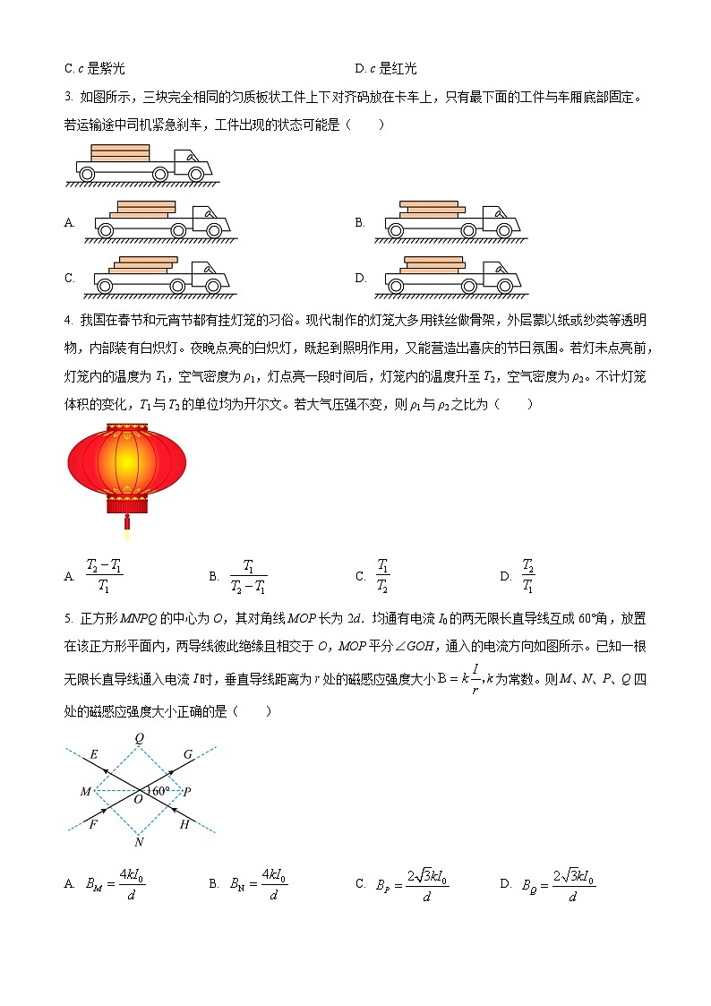 安徽省合肥市2024届高三下学期二模物理试卷（Word版附解析）02