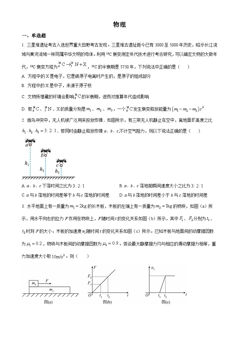 2024届江西省吉安市第一中学高三下学期一模物理试题（原卷版）第1页